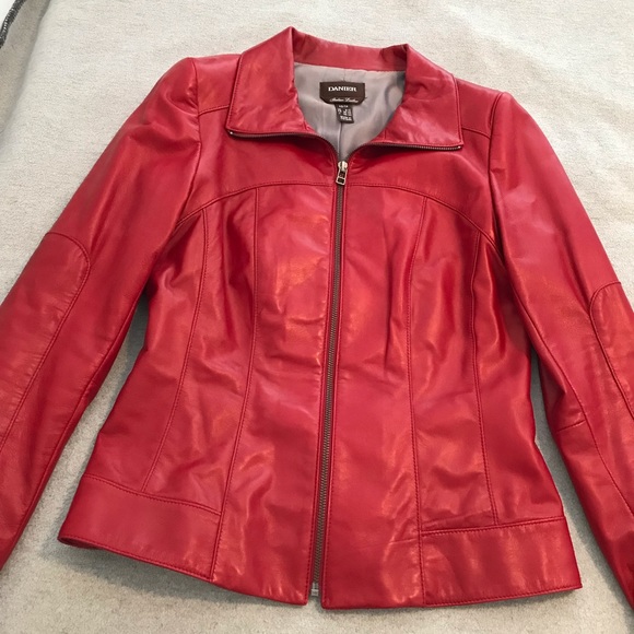 Danier | Red Italian Leather Jacket  XS ~ NWOT - Picture 1 of 15